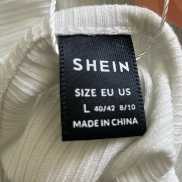 **NWT** SHEIN long sleeve white ribbed tee - L - Picture 8 of 8